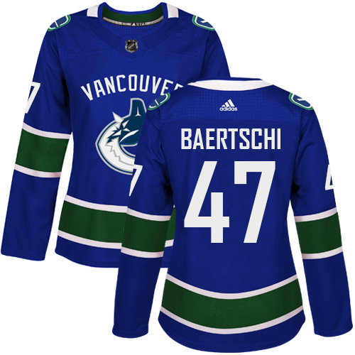Adidas Vancouve Canucks #47 Sven Baertschi Blue Home Authentic Women Stitched NHL Jersey